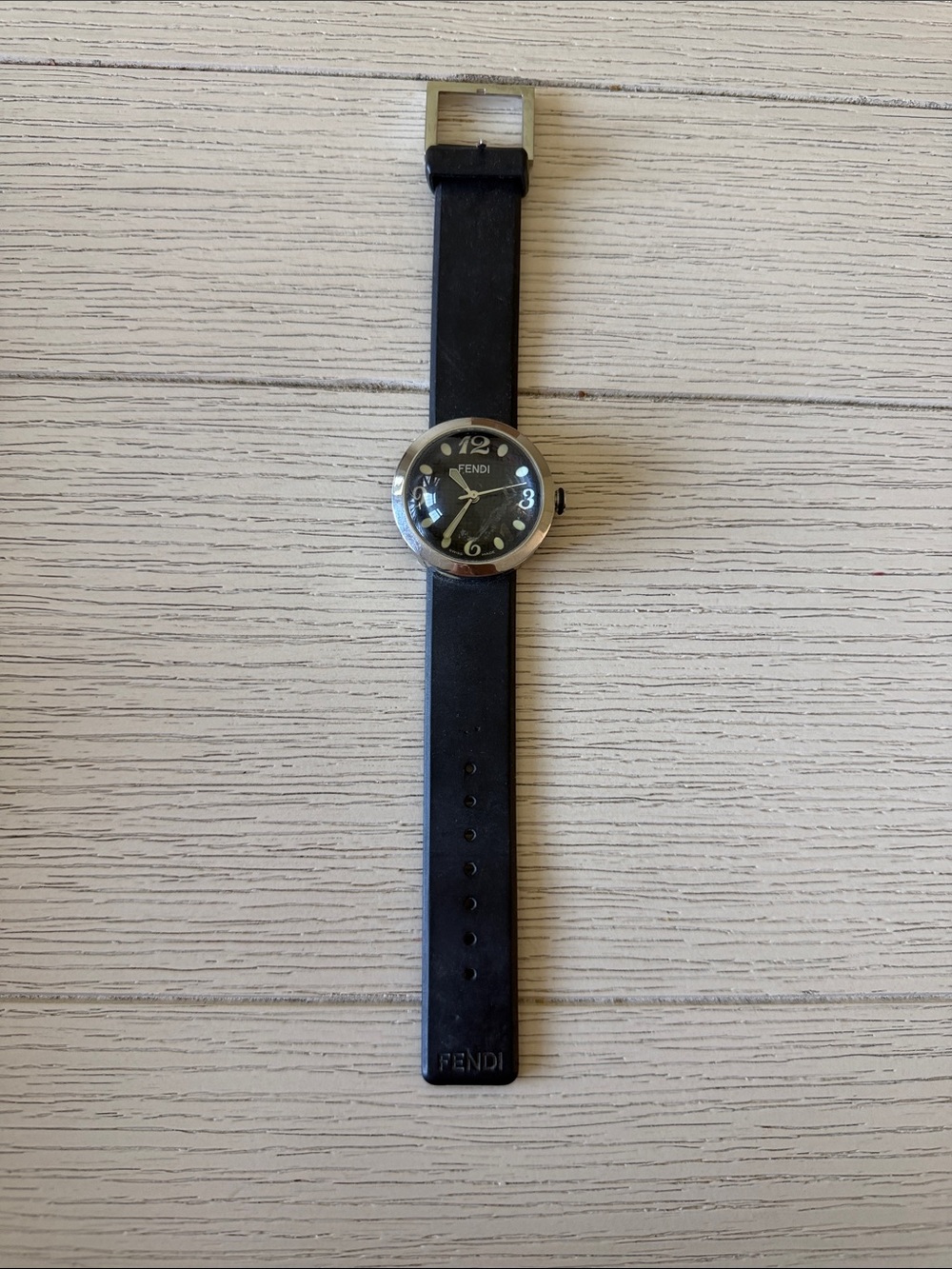 Fendi watch with bubble face and black strap